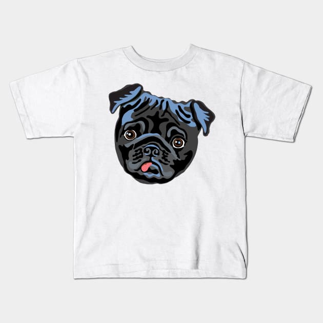 Black pug Kids T-Shirt by MichellePhong